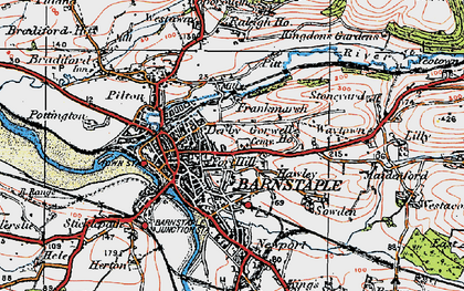 Old map of Barnstaple in 1919