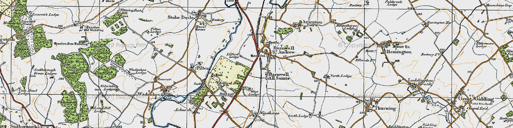 Old map of Barnwell in 1920