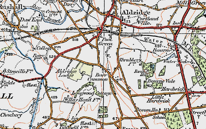 Old map of Barr Common in 1921