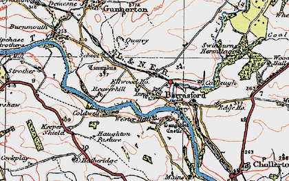 Old map of Barrasford in 1925