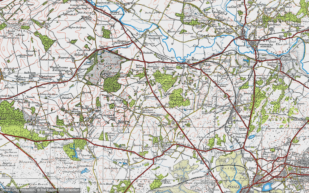 Old Map of Historic Map covering Lytchett Heath in 1919