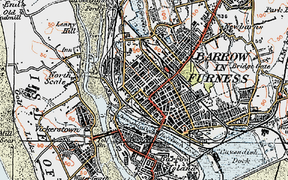 Old map of Barrow-In-Furness in 1924