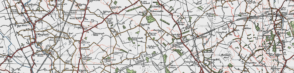 Old map of Bickerstaffe Moss in 1923