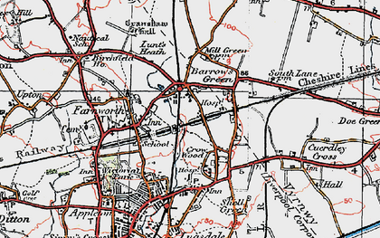 Old map of Barrow's Green in 1923