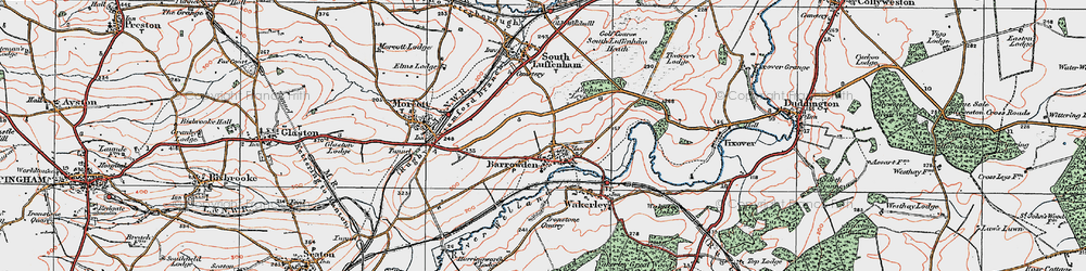 Old map of Barrowden in 1922