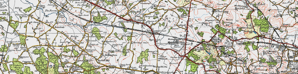 Old map of Westenhanger in 1920
