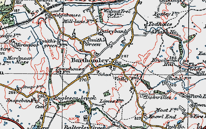 Old map of Barthomley in 1921