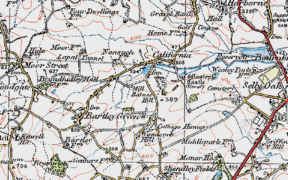 Old map of Bartley Green in 1921