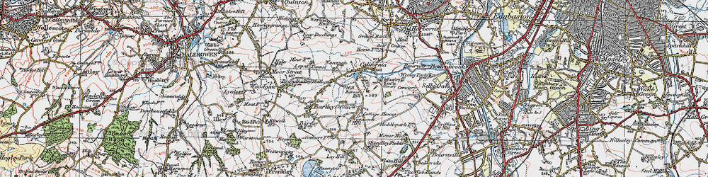 Old map of Bartley Green in 1921