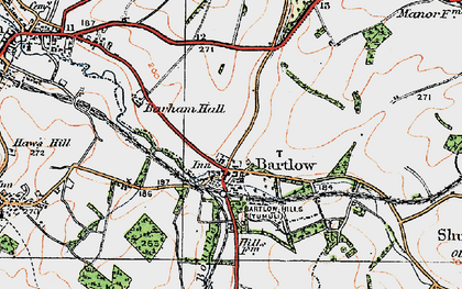 Old map of Bartlow Hills in 1920