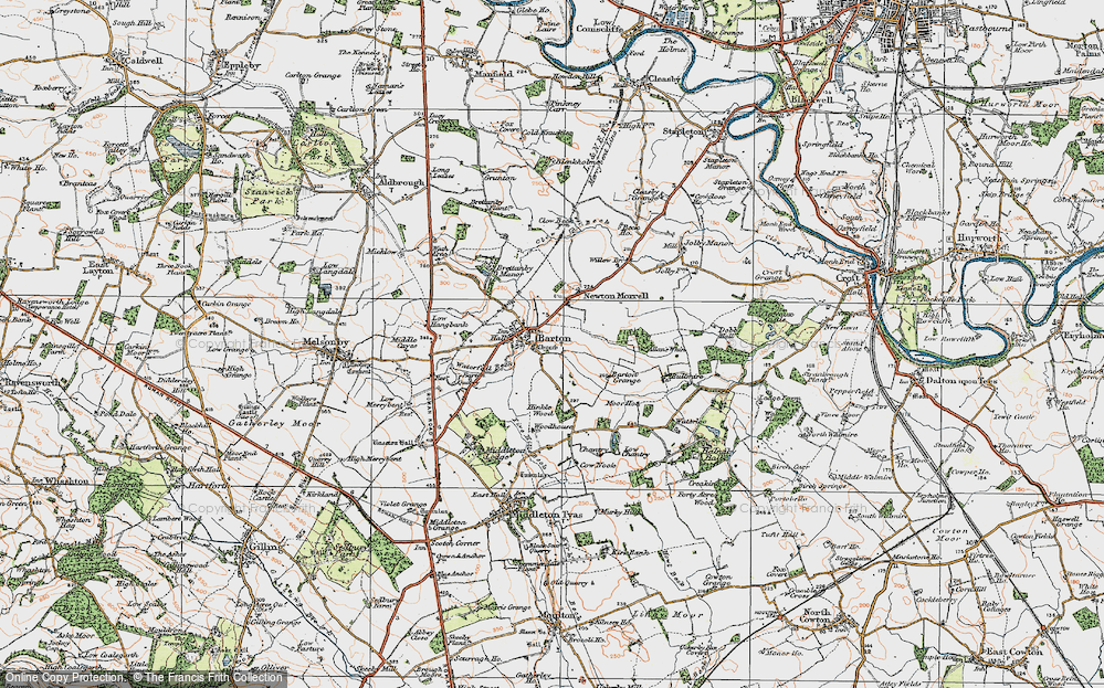 Old Map of Historic Map covering Barton Grange in 1925