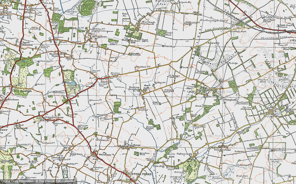 Old Map of Historic Map covering Barton Leys in 1921