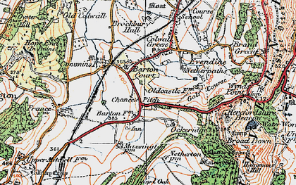 Old map of Barton Court in 1920