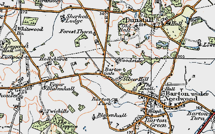 Old map of Barton Gate in 1921