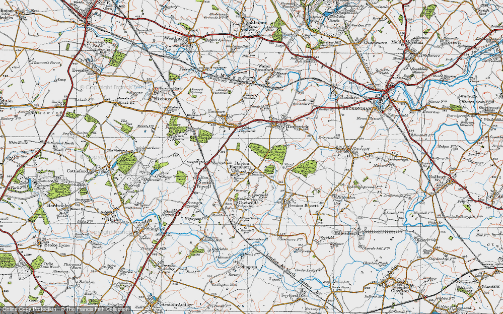 Old Map of Historic Map covering Tingewick Wood in 1919