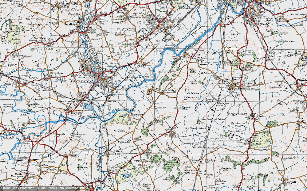 Old Map of Historic Map covering Barton Lodge in 1921