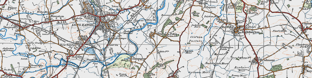 Old map of Barton Lodge in 1921