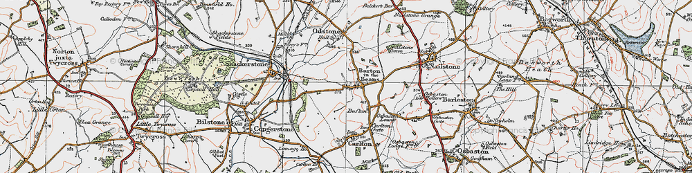Old map of Barton in the Beans in 1921