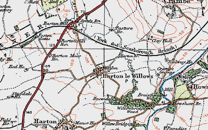 Old map of Barton-le-Willows in 1924