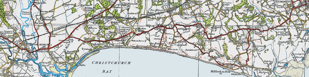 Old map of Barton on Sea in 1919