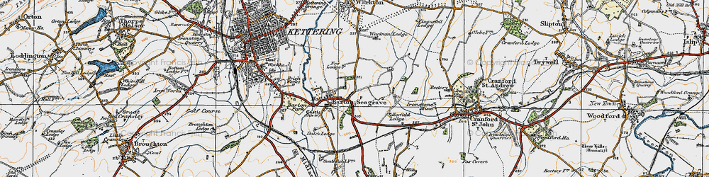 Old map of Barton Seagrave in 1920