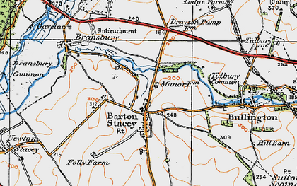 Old map of Barton Stacey in 1919