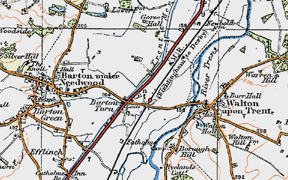 Old map of Barton Turn in 1921