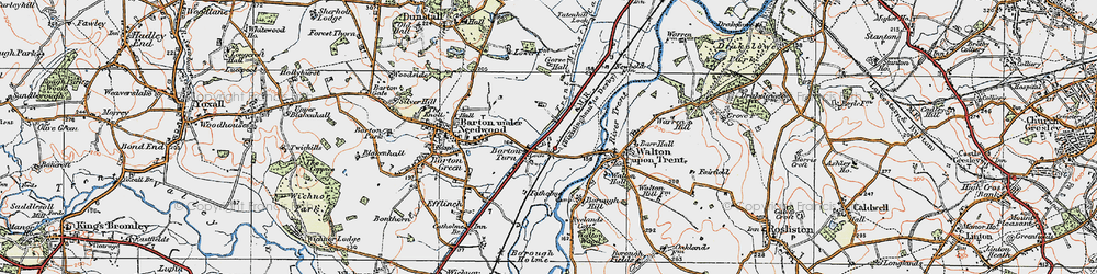 Old map of Barton Turn in 1921