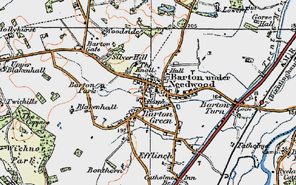 Old map of Barton-under-Needwood in 1921