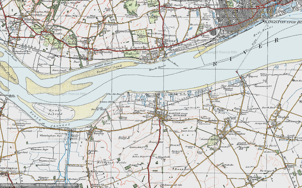 Old Map of Historic Map covering Barton Cliff in 1924
