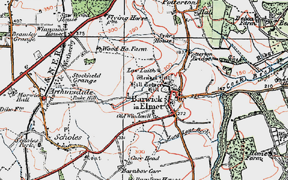 Old map of Barwick in Elmet in 1925