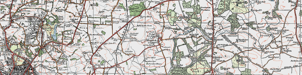 Old map of Barwick in Elmet in 1925