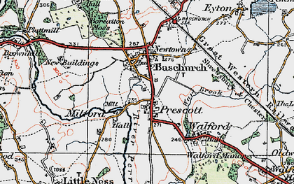 Old map of Baschurch in 1921