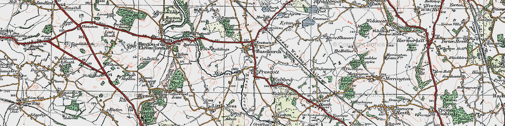 Old map of Baschurch in 1921