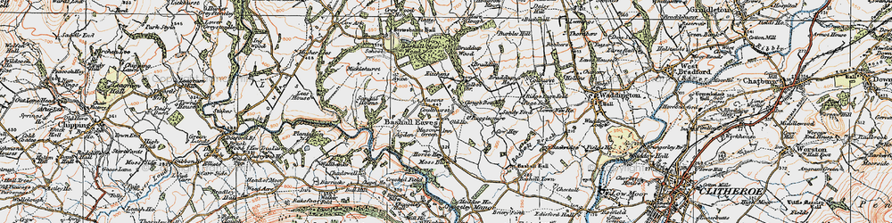 Old map of Bashall Eaves in 1924