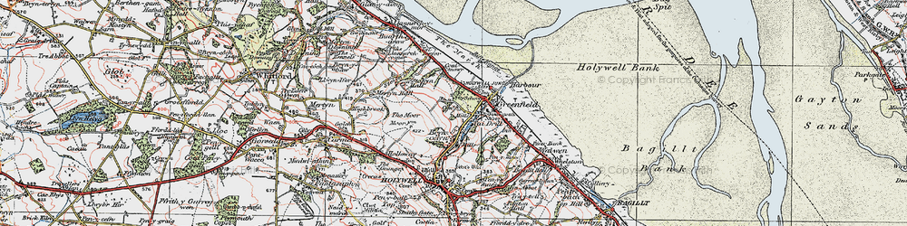 Old map of Basingwerk Abbey in 1924