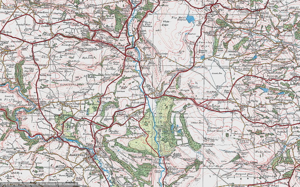 Old Map of Baslow, 1923 in 1923