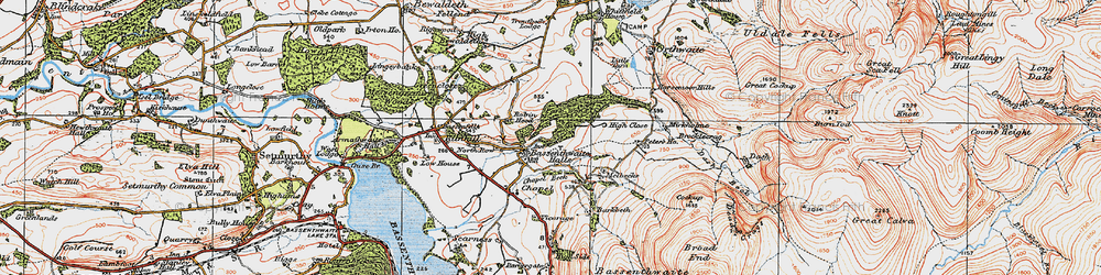 Old map of Bassenthwaite in 1925