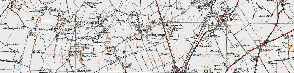 Old map of Bassingbourn in 1920