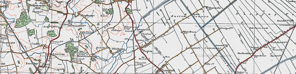 Old map of Baston Fen in 1922