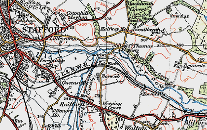 Old map of Baswich in 1921