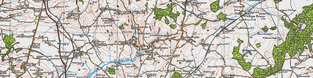 Old map of Batcombe in 1919