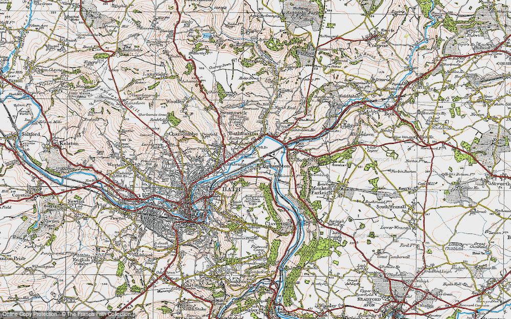 Old Map of Historic Map covering Bathampton Down in 1919