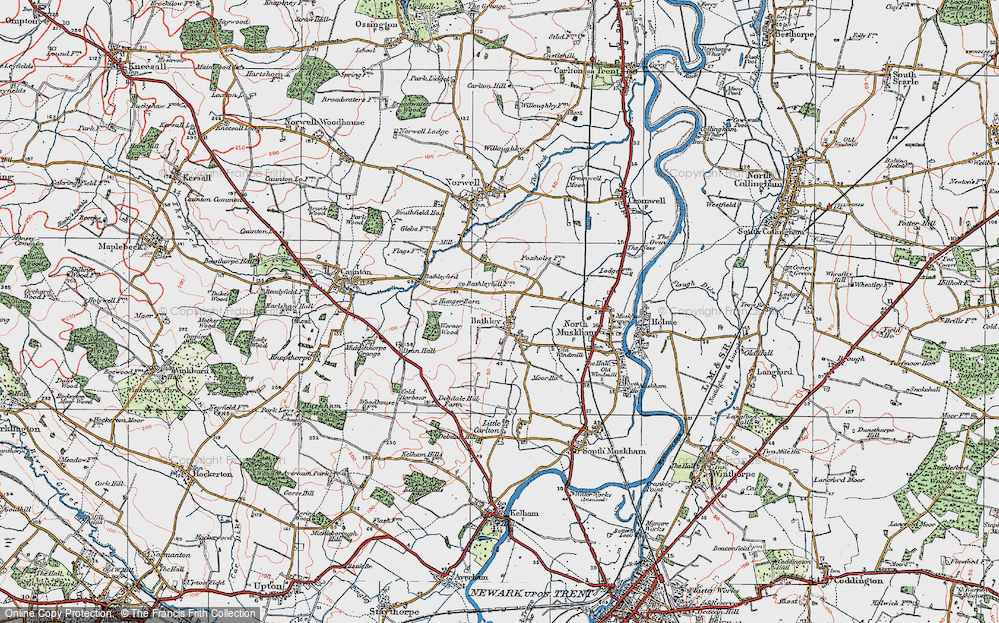 Old Map of Bathley, 1923 in 1923