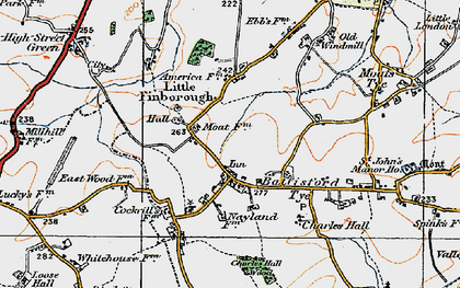Old map of Battisford Tye in 1921