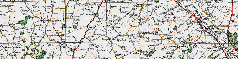 Old map of Battisford Tye in 1921