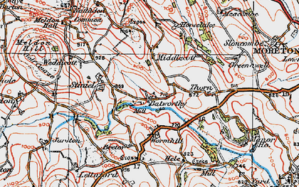 Old map of Batworthy in 1919