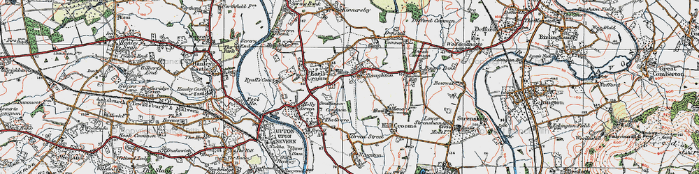 Old map of Baughton in 1920