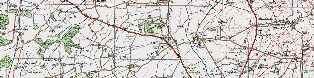 Old map of Baumber in 1923