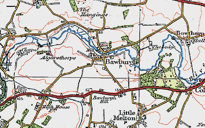 Old map of Bawburgh in 1922